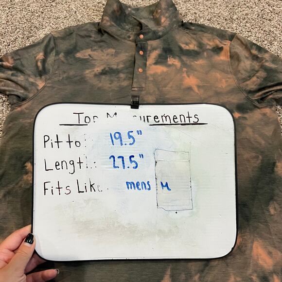 Men's Diamond Dye Orange Grey Lululemon Evolution Short Sleeve Polo Shirt Sz M - Picture 6 of 6